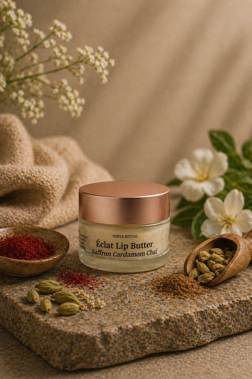 Nirva Ritual Lip Butter- Saffron cardamom Chai
