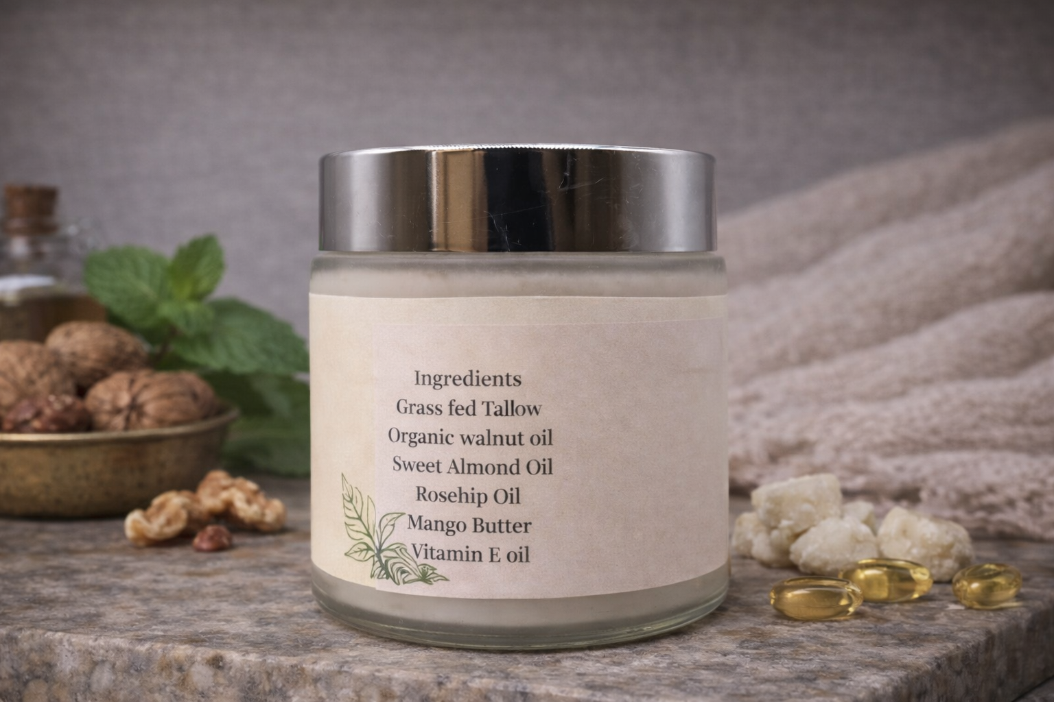 Beef Tallow Moisturizer - Natural with Tea Tree Oil